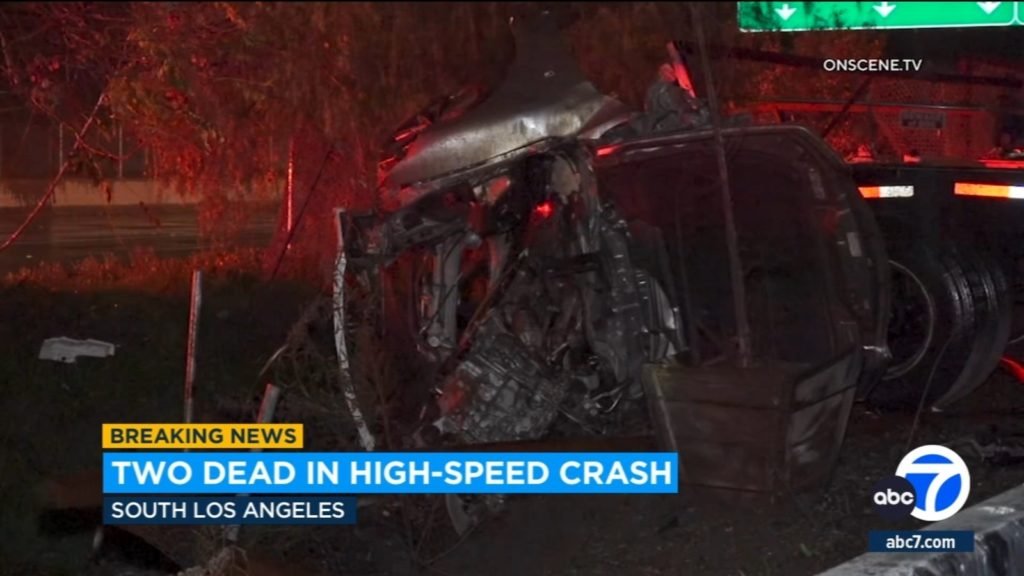 2 killed in high-speed crash on 105 Freeway at Normandie Avenue in South Los Angeles - KABC-TV