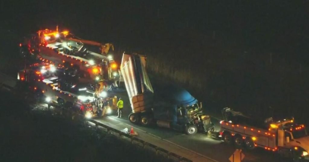 Crews clean up after semi truck crash on I-80 southwest of Chicago - CBS News