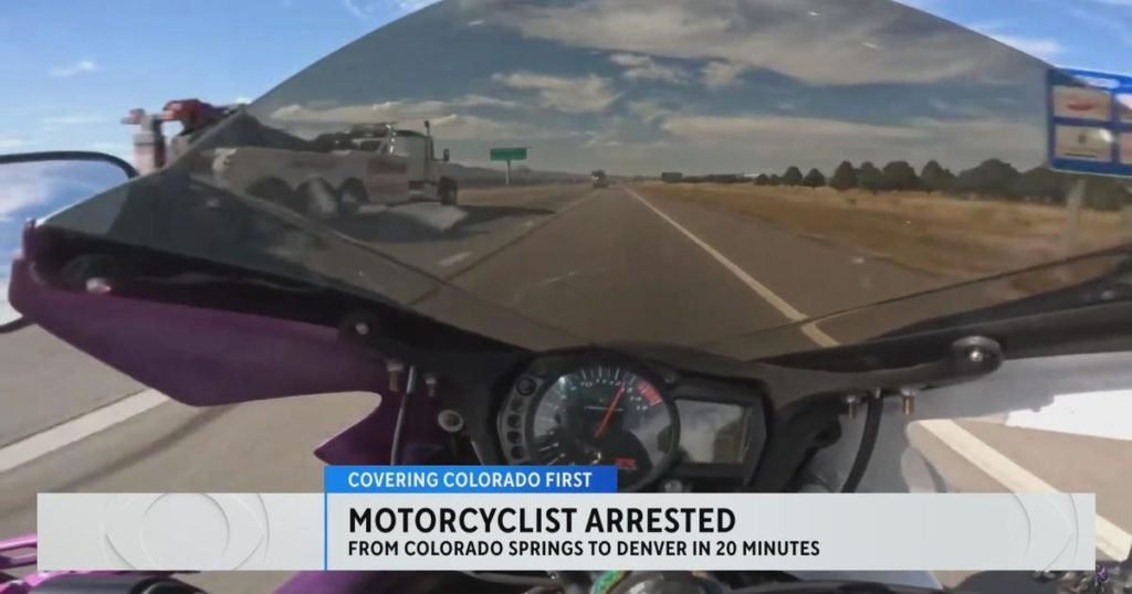 Texas man arrested after alleged motorcycle sprint from Colorado Springs to Denver in 20 minutes - CBS News
