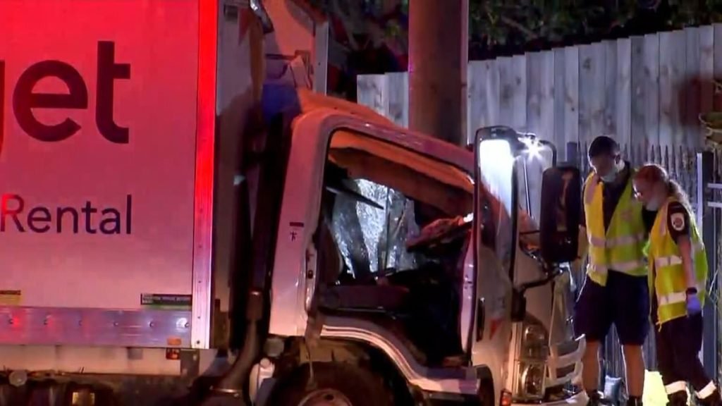 Woman dies as rental truck crashes into pole in Noble Park North, Melbourne - Daily Mail