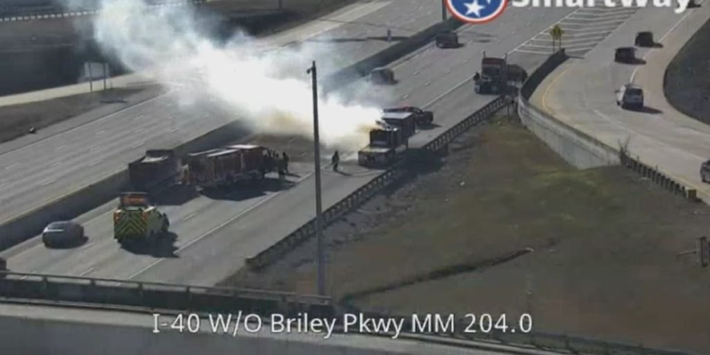 Semi-truck carrying radioactive waste catches fire along Tennessee interstate - WVLT