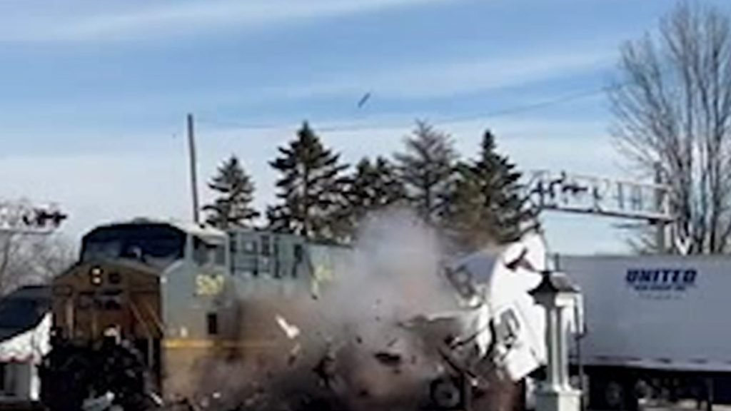 New Video Shows Shocking Moment Train Obliterates Semi-Truck - TMZ