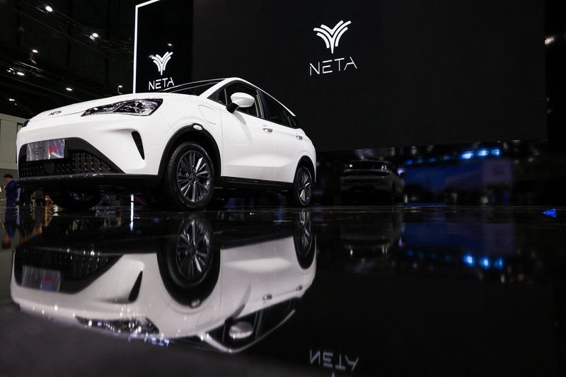 The Neta V-II EV car is displayed at the 45th Bangkok International Motor Show in Bangkok, Thailand, March 25, 2024. REUTERS/Chalinee Thirasupa