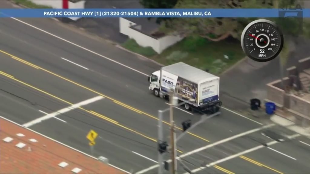 LAPD in pursuit of allegedly stolen box truck near Malibu - KTLA Los Angeles