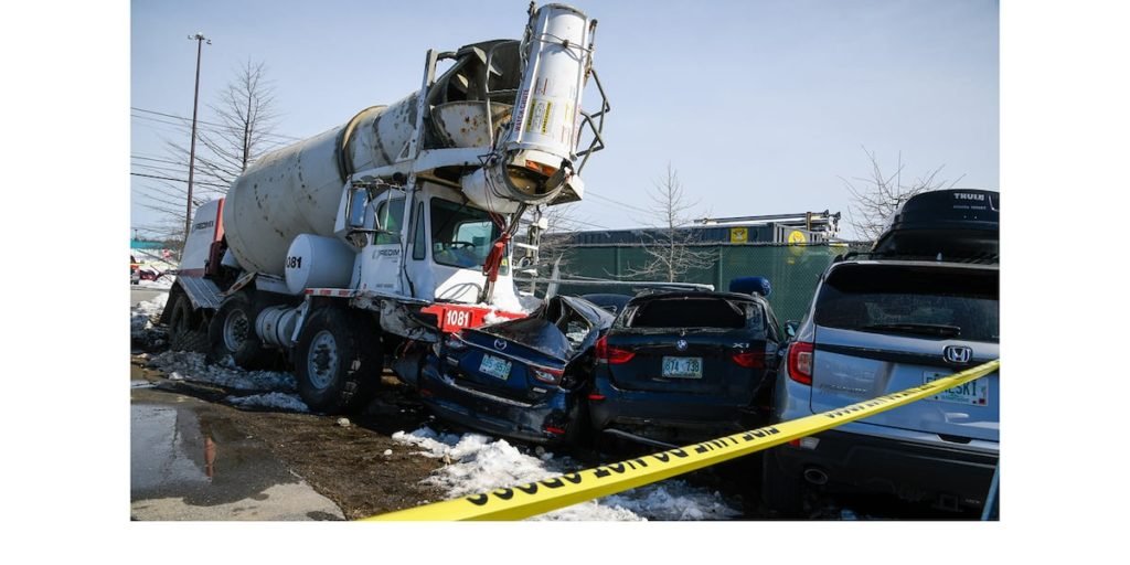 Out-of-control concrete truck crashes into 16 parked cars - WCAX