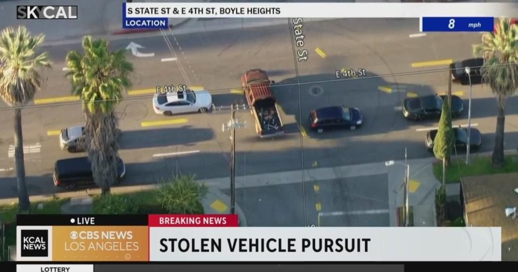 CHP in pursuit of stolen truck in Boyle Heights - CBS Los Angeles