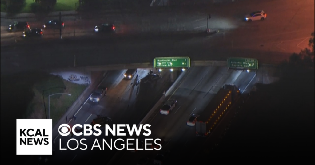 Motorcycle pursuit ends in crash on 5 Freeway - CBS Los Angeles - CBS News