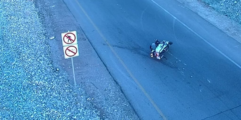 Las Vegas officer hurt after single motorcycle crash near Hualapai, 215 - Fox 5 Las Vegas
