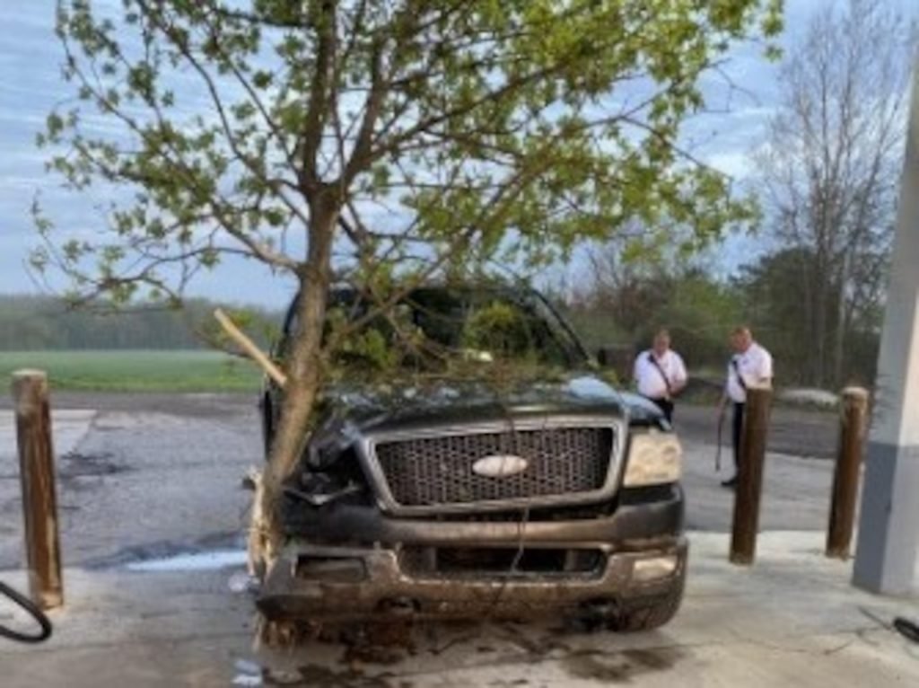 Drunken driver leaves crash scene with tree embedded in truck - MLive.com