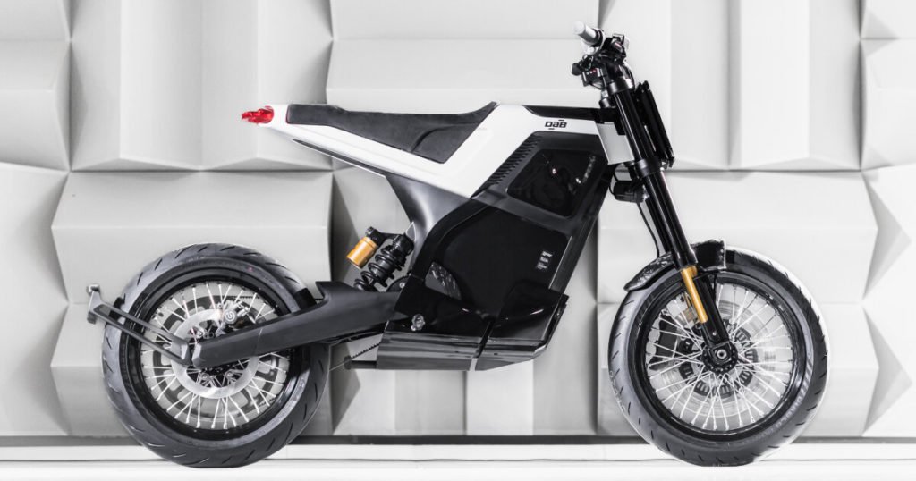 gearless electric motorcycle DAB 1α has recyclable battery & buttons inspired by retro games - Designboom