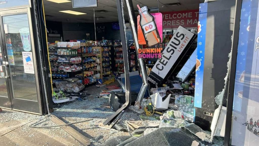 Stolen truck smashed into Mass. gas station, ATM stolen, police say - WCVB Boston