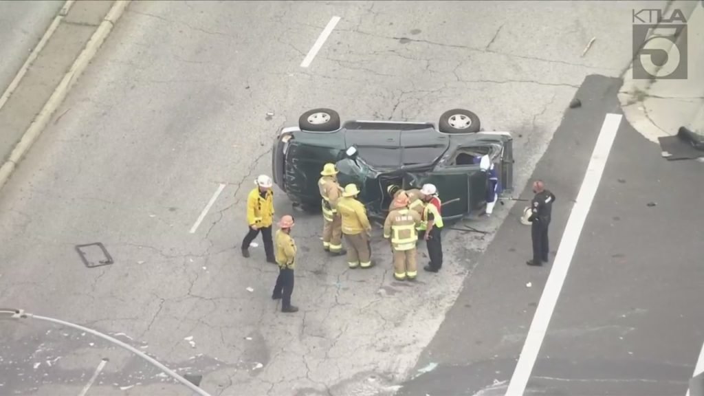 Stolen vehicle pursuit in Southern California ends in violent rollover crash - KTLA Los Angeles