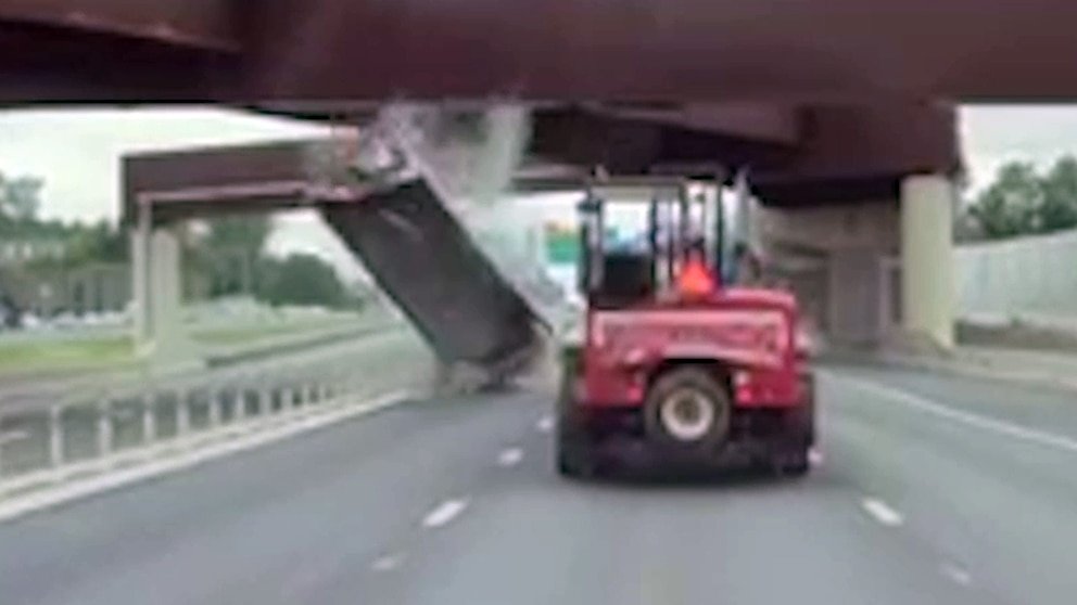 Video Dump truck slams into overpass on Interstate 66 in Virginia - ABC News