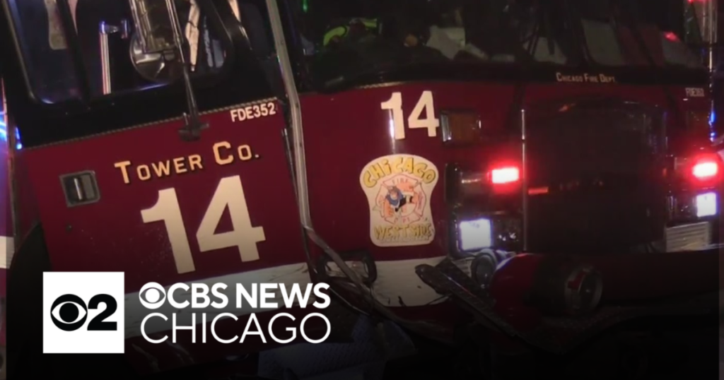 Fire truck collides with car on Chicago's West Side - CBS News