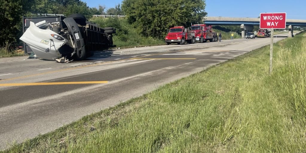 Semi-truck rolls over on Business 20 - WIFR