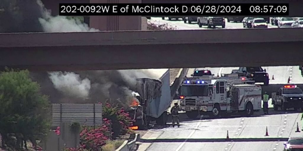 Seeing smoke? Semi-truck burning on Loop 202 near Mesa - Arizona's Family