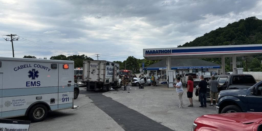 3 critically injured after car crashes into milk truck in gas station parking lot - WSAZ
