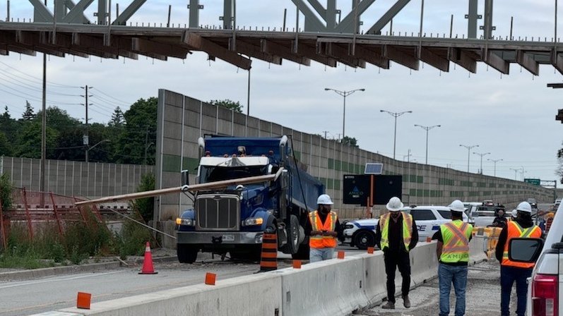 QEW reopens in Mississauga after dump truck hits overpass: OPP - CP24